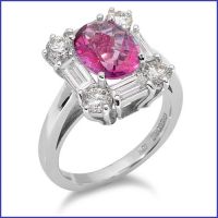 18k white gold ladies diamond ring with a pink sapphire 18k white gold ladies diamond ring with a pink sapphire