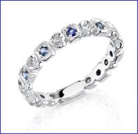 18k white diamond and sapphire band